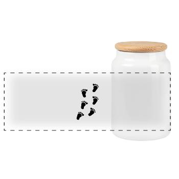 pieds de bébé - Boîte à biscuits avec couvercle en bois - blanc - Devant