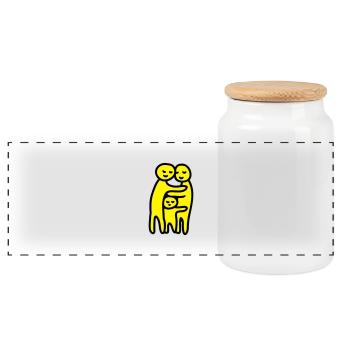 Famille Hug - Boîte à biscuits avec couvercle en bois - blanc - Devant