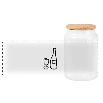 Weinflasche und Glas, traditionell,Flüssigkeit,Alk - Panorama Keksdose mit Holzdeckel - Weiß - Vorne