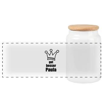 Paula - Panorama Keksdose mit Holzdeckel - Weiß - Vorne