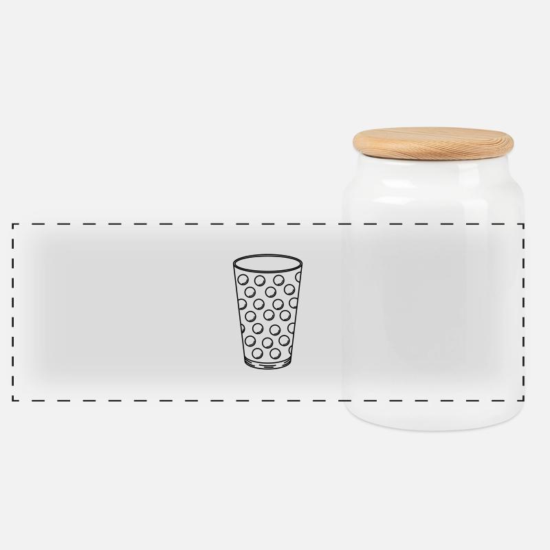 Dubbeglas - Panoramic Cookie Jar with Wooden Lid - white