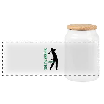 golf - Panorama Keksdose mit Holzdeckel - Weiß - Vorne
