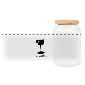 E&R Verre fragile - Boîte à biscuits avec couvercle en bois - blanc - Devant