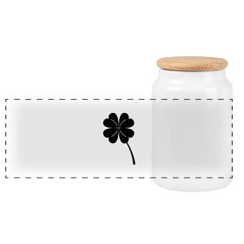 fourleaf_clover - Panoramic Cookie Jar with Wooden Lid - white - Front
