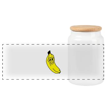 petite banane - Boîte à biscuits avec couvercle en bois - blanc - Devant