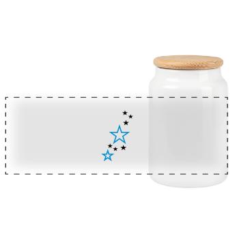 Stars - Panoramic Cookie Jar with Wooden Lid - white - Front