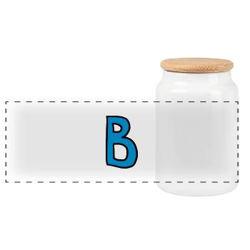 Buchstabe B Comic Cartoon - Panorama Keksdose mit Holzdeckel - Weiß - Vorne