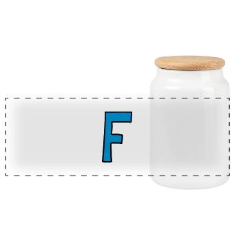 Buchstabe F Comic Cartoon - Panorama Keksdose mit Holzdeckel - Weiß - Vorne