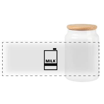 Milch - Panorama Keksdose mit Holzdeckel - Weiß - Vorne
