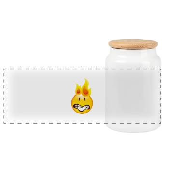 Smiley Burning - Panoramic Cookie Jar with Wooden Lid - white - Front