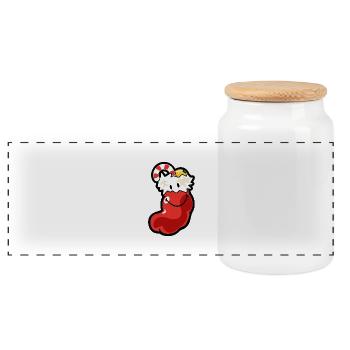 Smiley Christmas Stocking - Panoramic Cookie Jar with Wooden Lid - white - Front