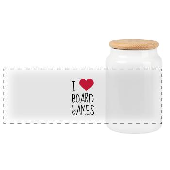 Board Game Brettspiel Jeu de Société Geek - Panoramic Cookie Jar with Wooden Lid - white - Front
