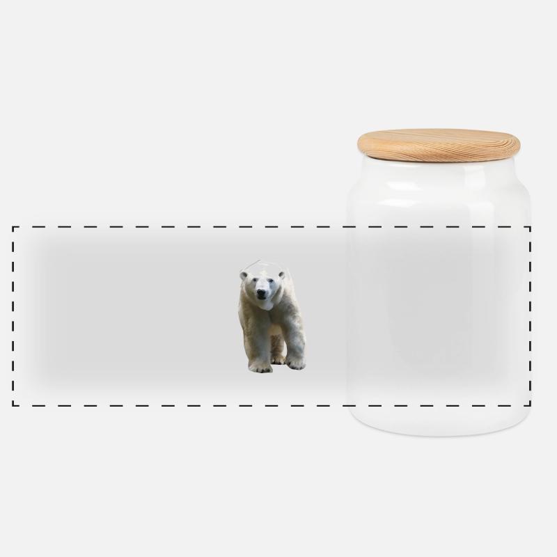 Polar Bear - Eisbär - Panorama Keksdose mit Holzdeckel - Weiß