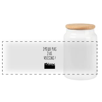 Nachbar / Nachbarschaft / Nachbarin / Haus - Panorama Keksdose mit Holzdeckel - Weiß - Vorne