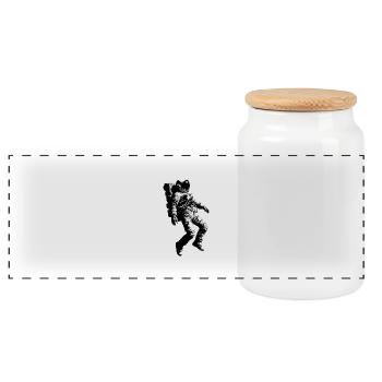 Personalize free-floating astronaut - Panoramic Cookie Jar with Wooden Lid - white - Front