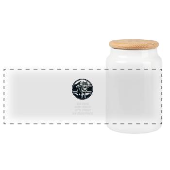 Wolf design with confident saying! - Panoramic Cookie Jar with Wooden Lid - white - Front