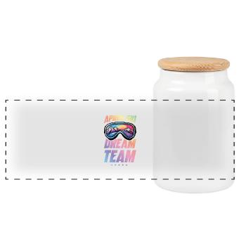 Masque de ski après-ski Dream Team - Boîte à biscuits avec couvercle en bois - blanc - Devant
