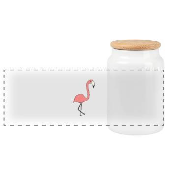 Flamant - Boîte à biscuits avec couvercle en bois - blanc - Devant