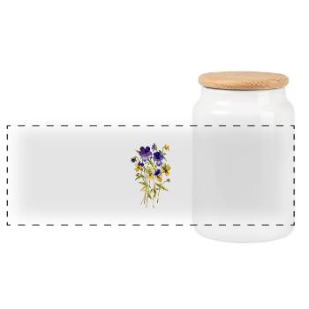 Fleur - Boîte à biscuits avec couvercle en bois - blanc - Devant