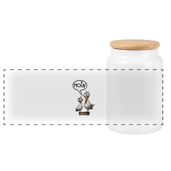 The Bäädden Seagulls - Seagull Moin - Panoramic Cookie Jar with Wooden Lid - white - Front
