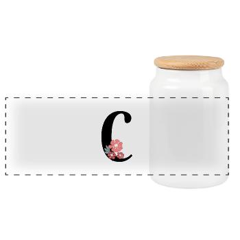 Buchstabe c minimalistische Blumen - Panorama Keksdose mit Holzdeckel - Weiß - Vorne