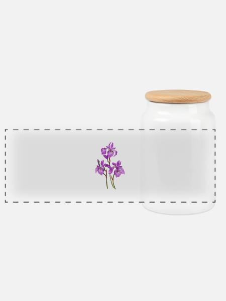 Blumen - Panorama Keksdose mit Holzdeckel - Weiß