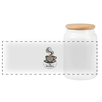 Sip Serenity – Gentle Morning Magic - Panoramic Cookie Jar with Wooden Lid - white - Front