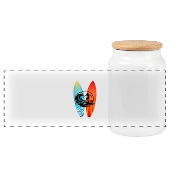 Surfeur planche de surf - Boîte à biscuits avec couvercle en bois - blanc - Devant