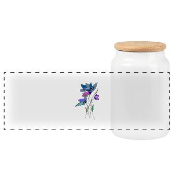 Blumen - Panorama Keksdose mit Holzdeckel - Weiß - Vorne