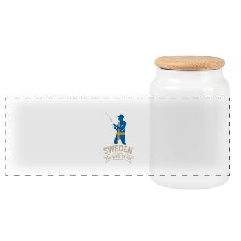 Sweden Fishing Team Adventure Design - Panoramic Cookie Jar with Wooden Lid - white - Front