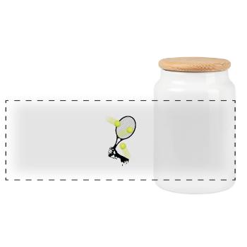tennis_3 - Panoramic Cookie Jar with Wooden Lid - white - Front
