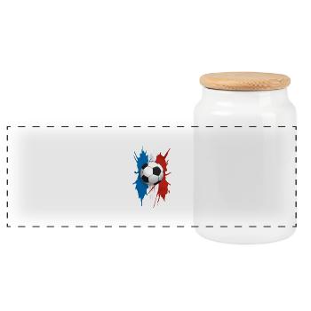 football - Boîte à biscuits avec couvercle en bois - blanc - Devant