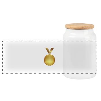 medal 2163345 960 720 - Panoramic Cookie Jar with Wooden Lid - white - Front