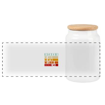1981 L’homme Mythe Légende - Boîte à biscuits avec couvercle en bois - blanc - Devant