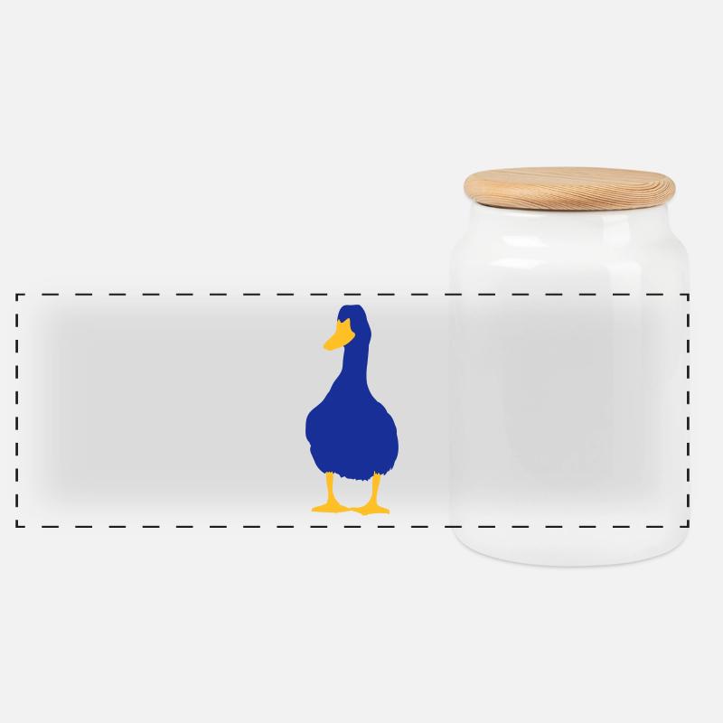 Ente - Panorama Keksdose mit Holzdeckel - Weiß