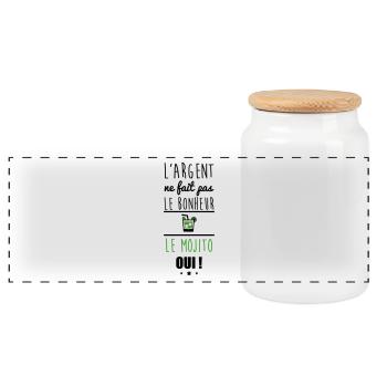 Argent Pas Bonheur Mojito, alcool, humour - Boîte à biscuits avec couvercle en bois - blanc - Devant