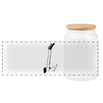 electric guitar - Panoramic Cookie Jar with Wooden Lid - white - Front