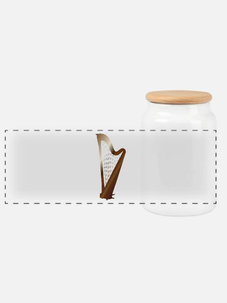 Lang Live Musik - Harfe, von SBDesigns - Panorama Keksdose mit Holzdeckel - Weiß