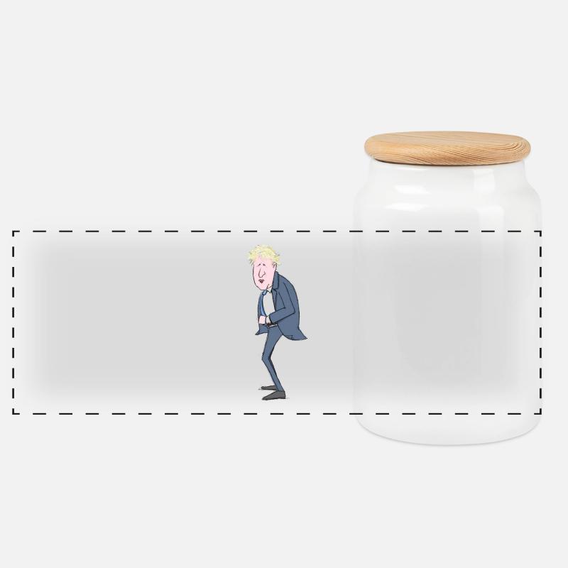 Illustration de Boris Johnson - Boîte à biscuits avec couvercle en bois - blanc