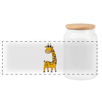 Giraffe Long Neck - Panoramic Cookie Jar with Wooden Lid - white - Front