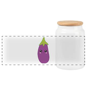 Aubergine Légume Costume Carnaval Carnaval - Boîte à biscuits avec couvercle en bois - blanc - Devant