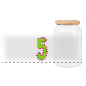 5. 5 YEARS. 5th ANNIVERSARY. 5 YEAR ANNIVERSARY - Panoramic Cookie Jar with Wooden Lid - white - Front