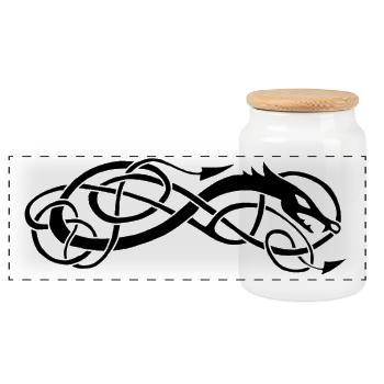 Serpent celte noir - Boîte à biscuits avec couvercle en bois - blanc - Devant