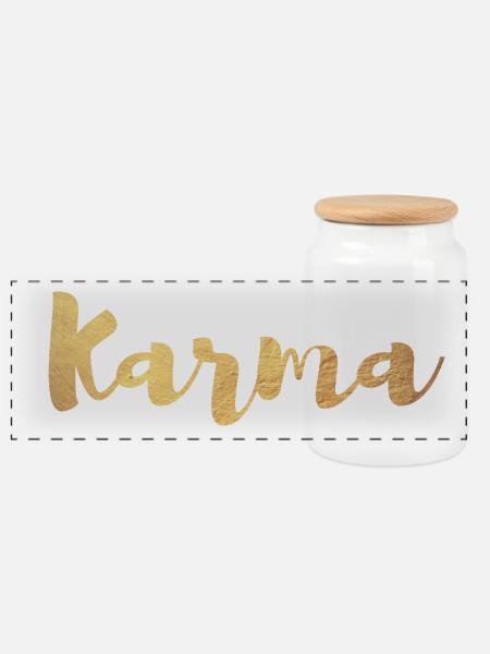 Karma Gold Yoga Handschrift Vibes Luxus Quote om - Panorama Keksdose mit Holzdeckel - Weiß