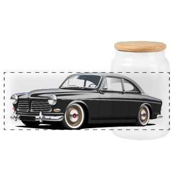120 Series Custom Grey - Panoramic Cookie Jar with Wooden Lid - white - Front