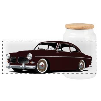 120 Series Single Custom - Panoramic Cookie Jar with Wooden Lid - white - Front