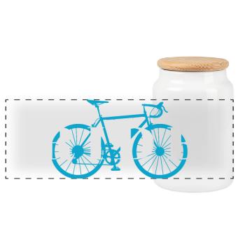 Faire du vélo - Boîte à biscuits avec couvercle en bois - blanc - Devant