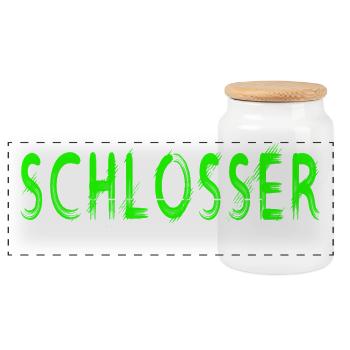 Schlosser Handwerker Design - Panorama Keksdose mit Holzdeckel - Weiß - Vorne