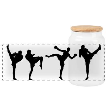 Kickboxer - Panoramic Cookie Jar with Wooden Lid - white - Front