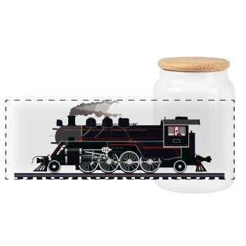 Graphique ferroviaire - Boîte à biscuits avec couvercle en bois - blanc - Devant